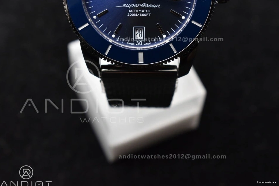1169 Blue II 42mm Heritage on Bezel SS SuperOcean A Mesh Fashionable Dial Blue Ceramic SS BLSF Bracelet 0811